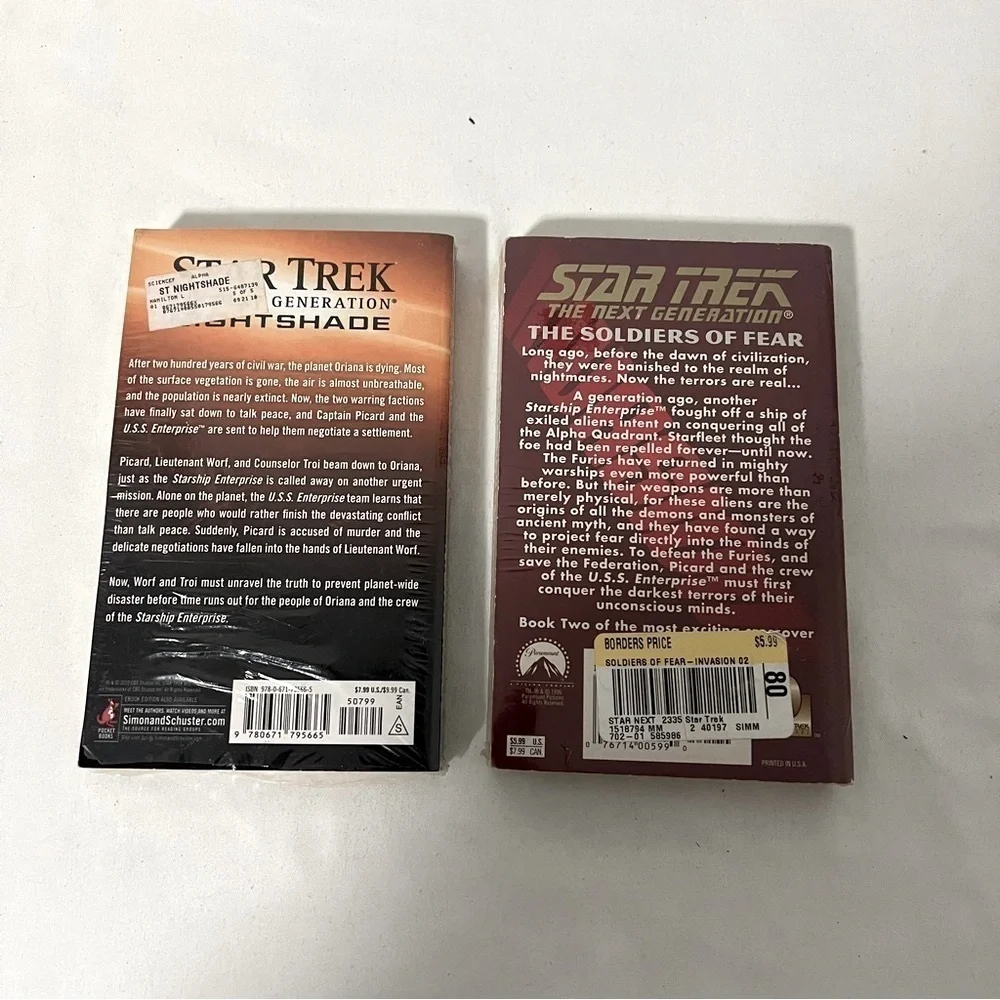 Star Trek The Next Generation, Lot (2) New Paperback Books Invasion, Nightshade